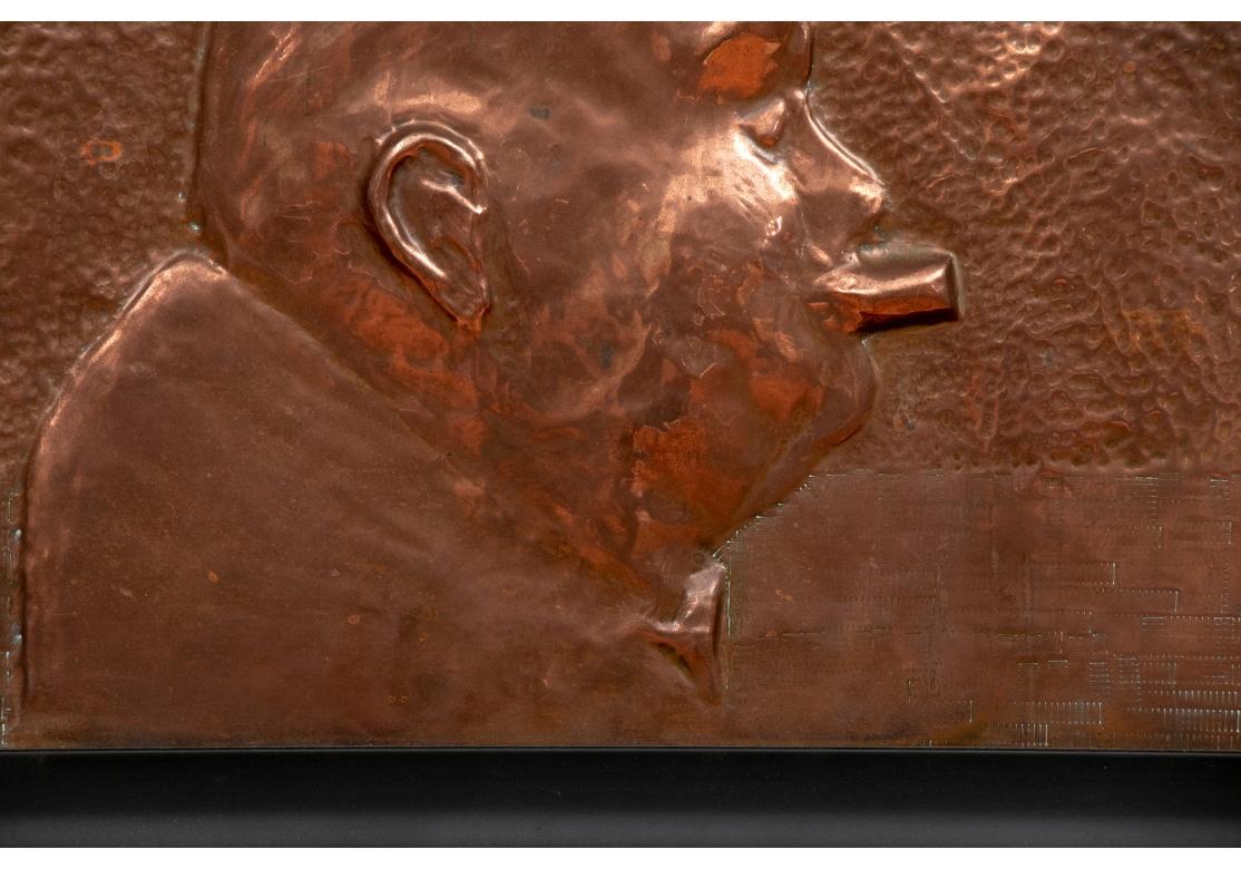 20th Century Hammered Copper Plaque with Face of Winston Churchill For Sale