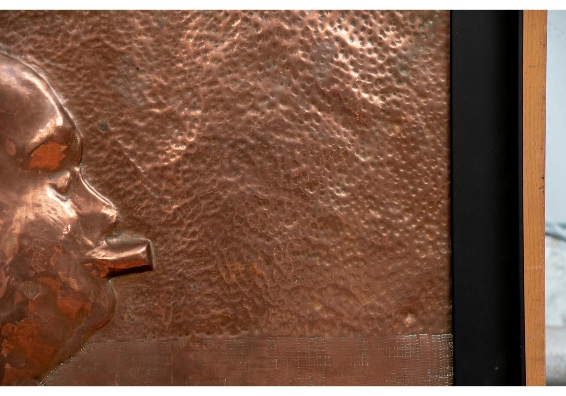 Hammered Copper Plaque with Face of Winston Churchill For Sale 1