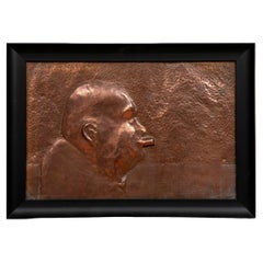 Hammered Copper Plaque with Face of Winston Churchill