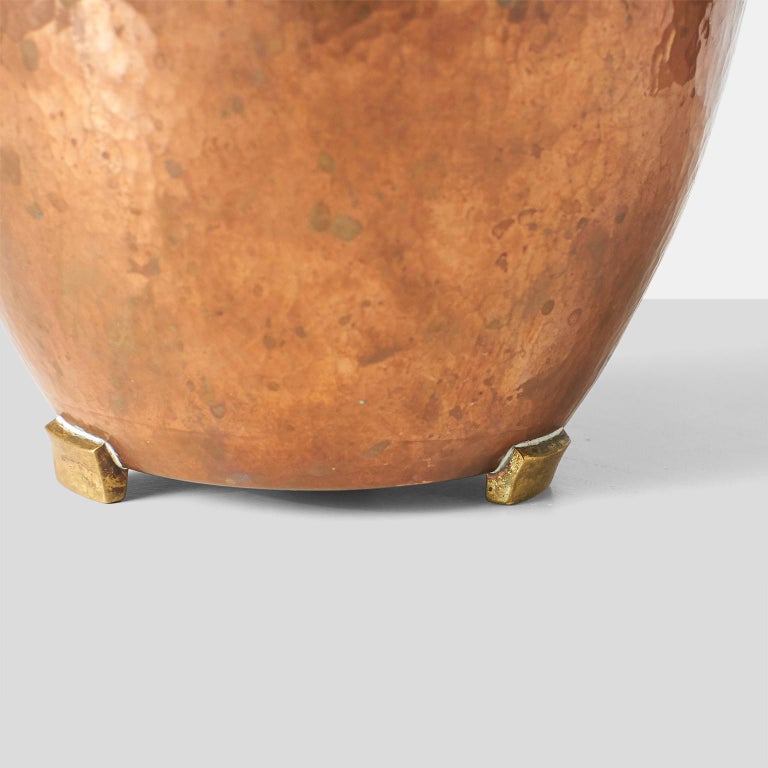 Austrian Hammered Copper Pot by Karl Hagenauer For Sale
