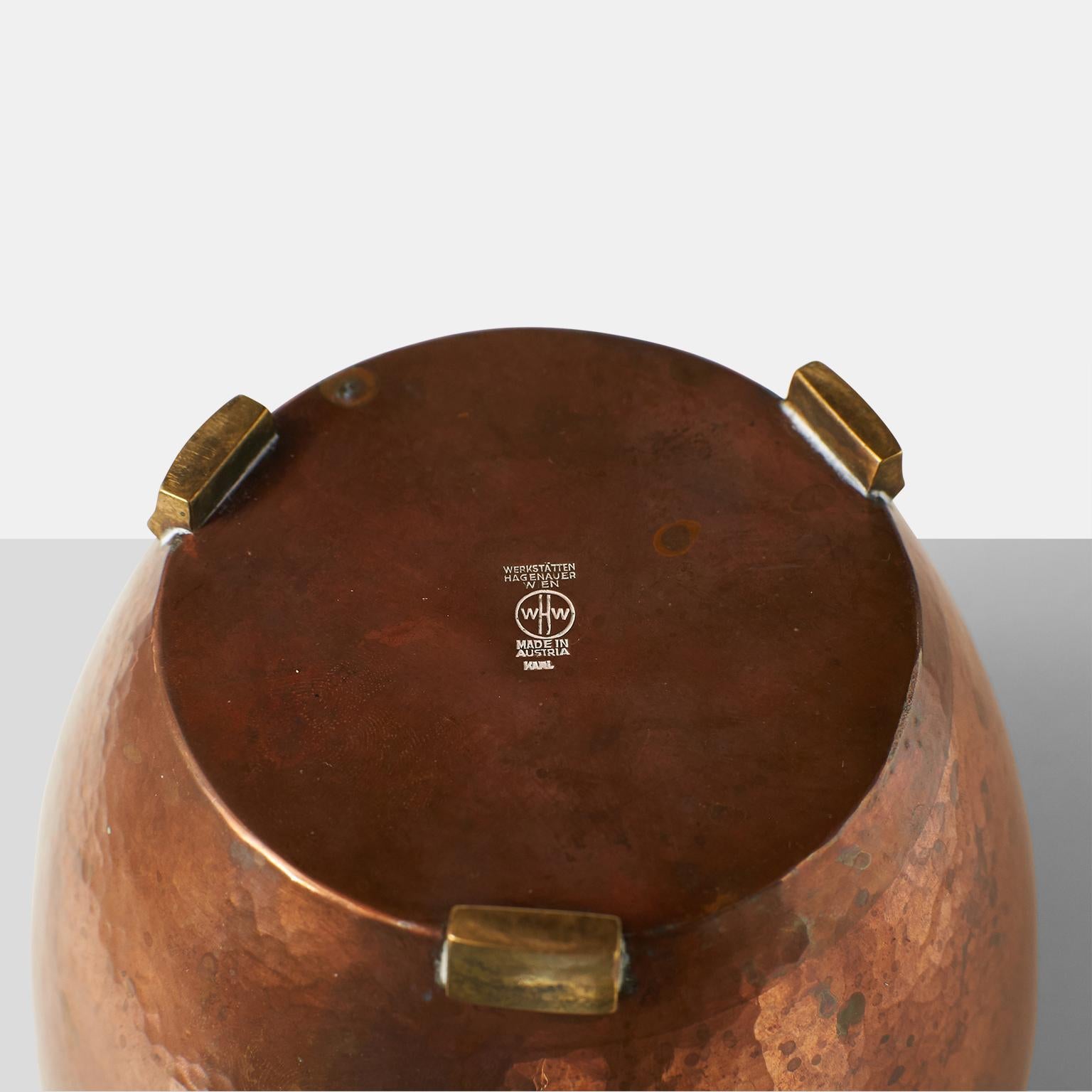 Austrian Hammered Copper Pot by Karl Hagenauer