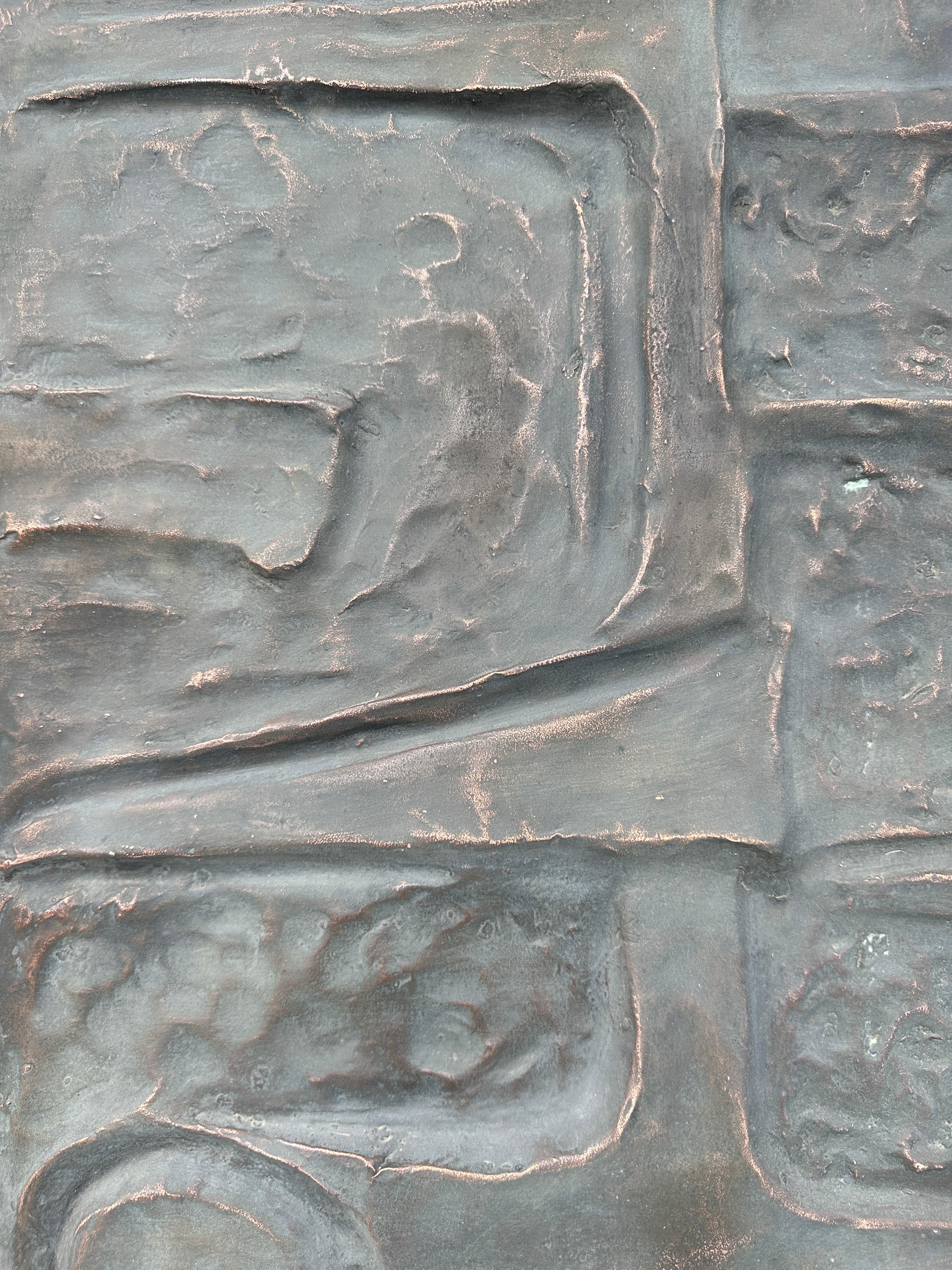 Hammered Copper Repousse Brutalist Door Panel 5