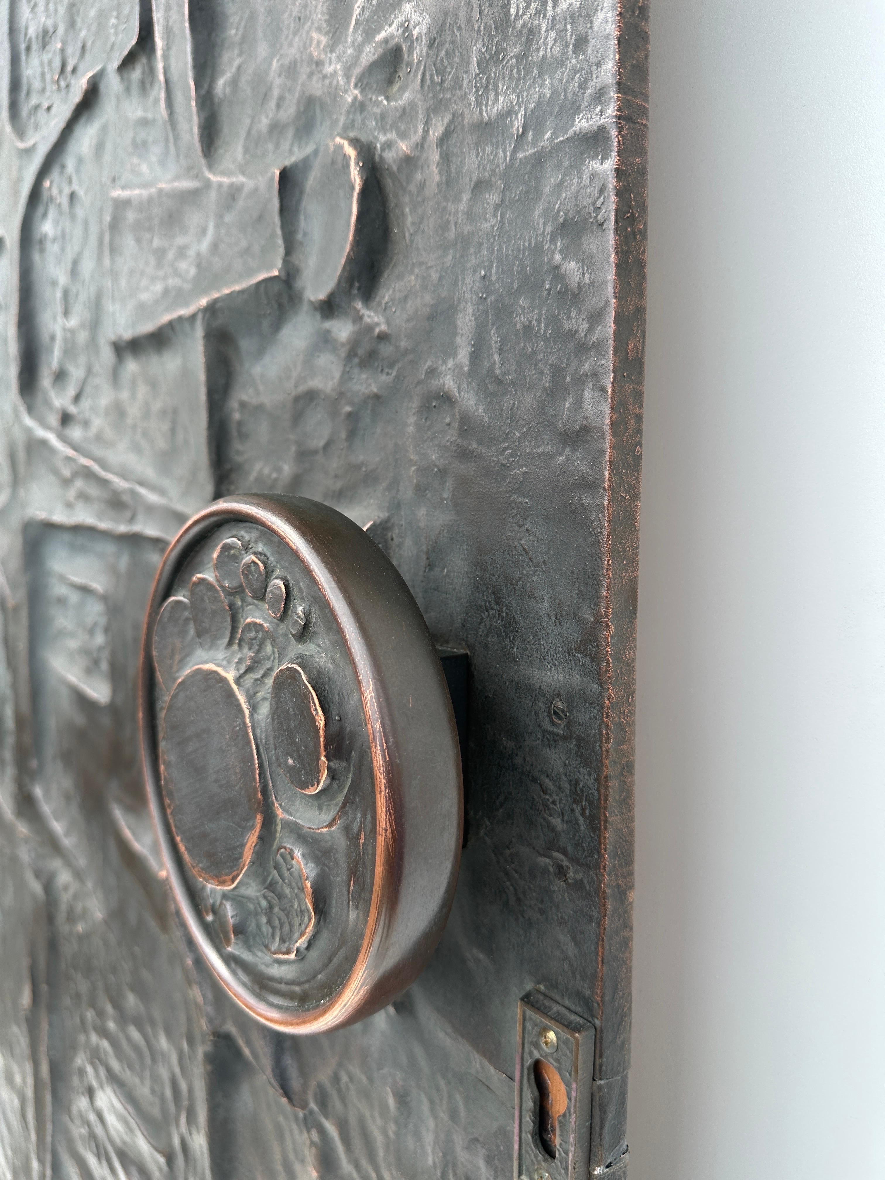Hammered Copper Repousse Brutalist Door Panel  For Sale 3