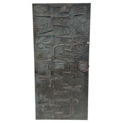 Hammered Copper Repousse Brutalist Door Panel