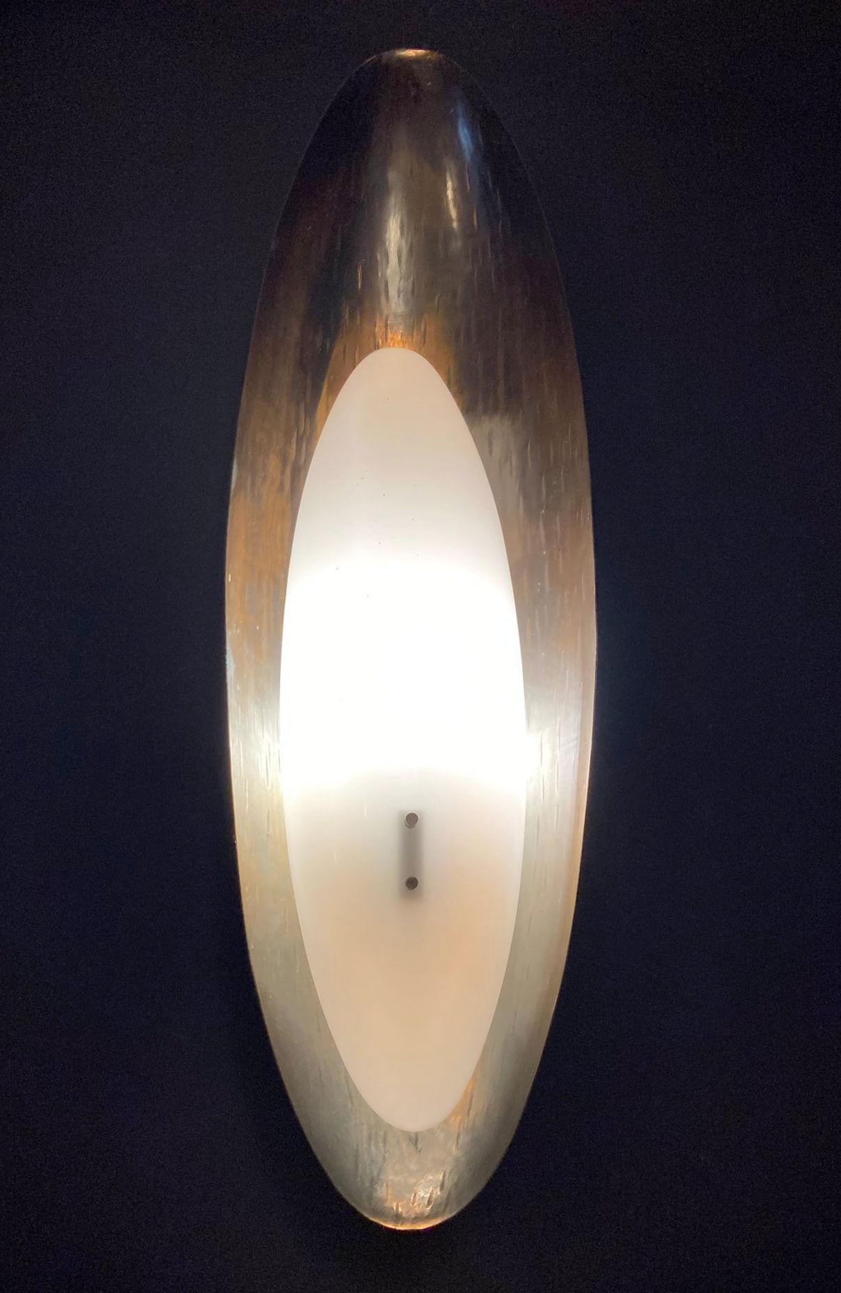 Italian Single Hammered Copper Sconce by Reggiani For Sale