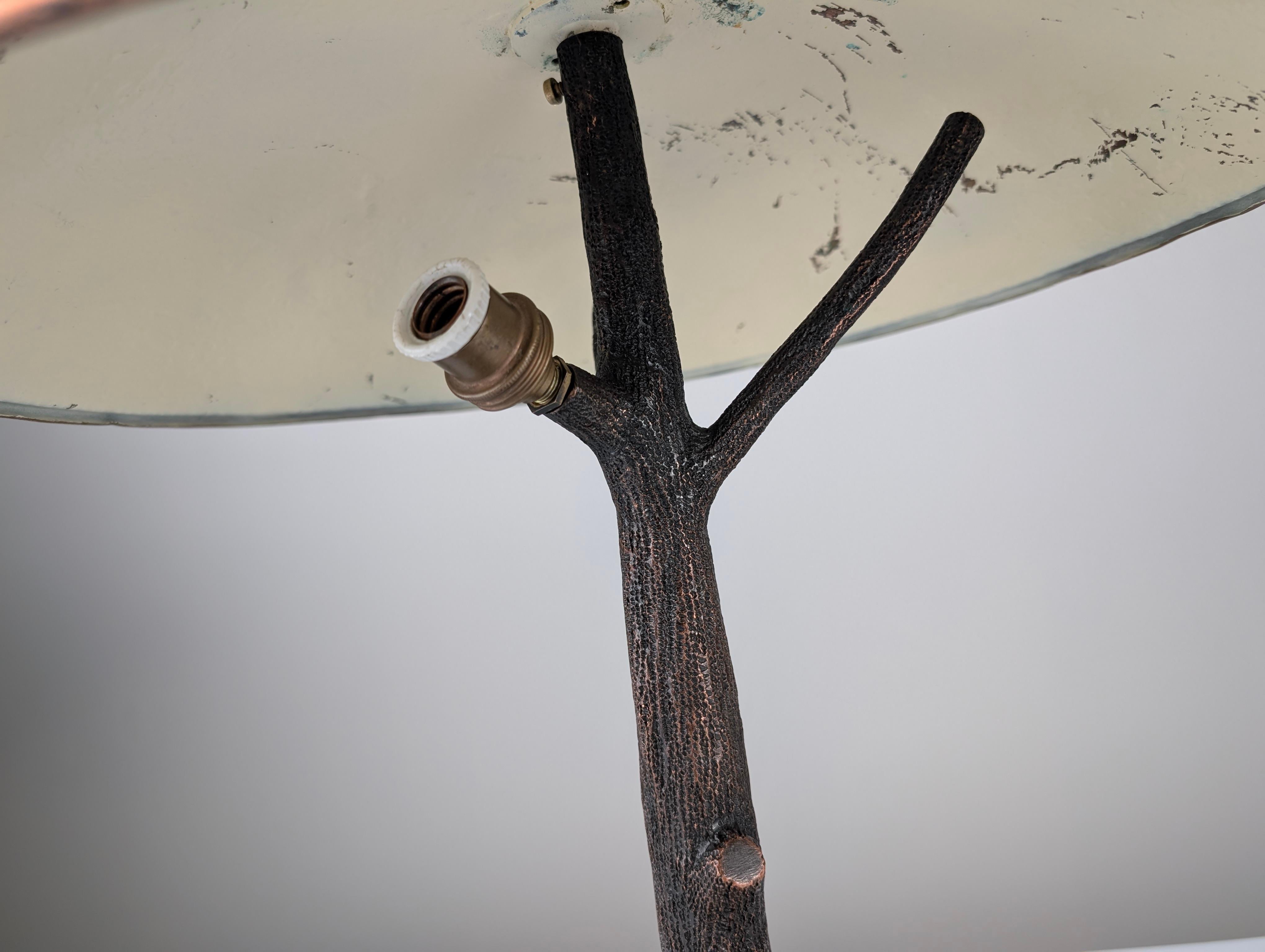 Hammered Copper Sculptural Lamp in the Shape of a Tree, Mid-Century Modern For Sale 5