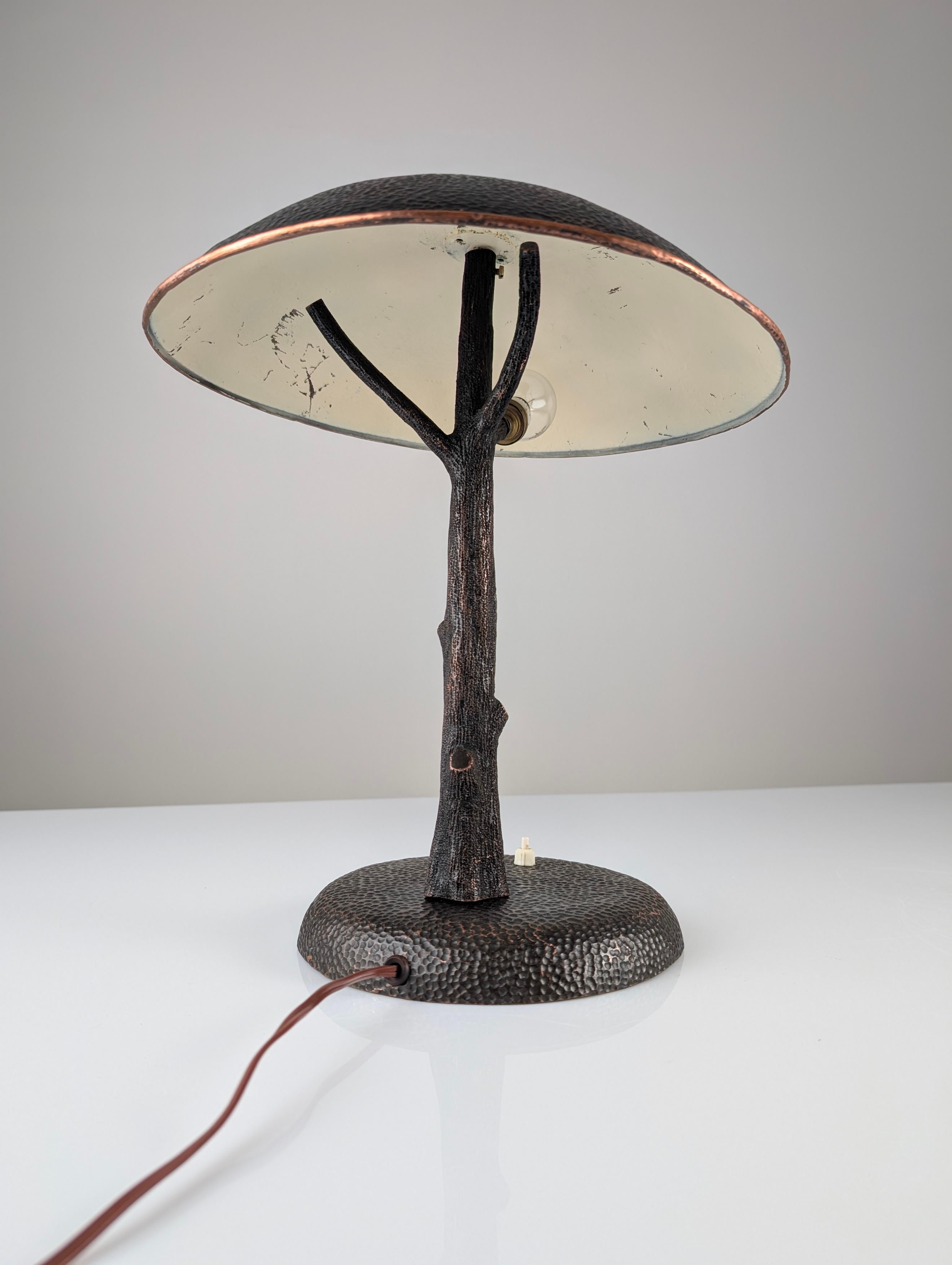 Hammered Copper Sculptural Lamp in the Shape of a Tree, Mid-Century Modern For Sale 11