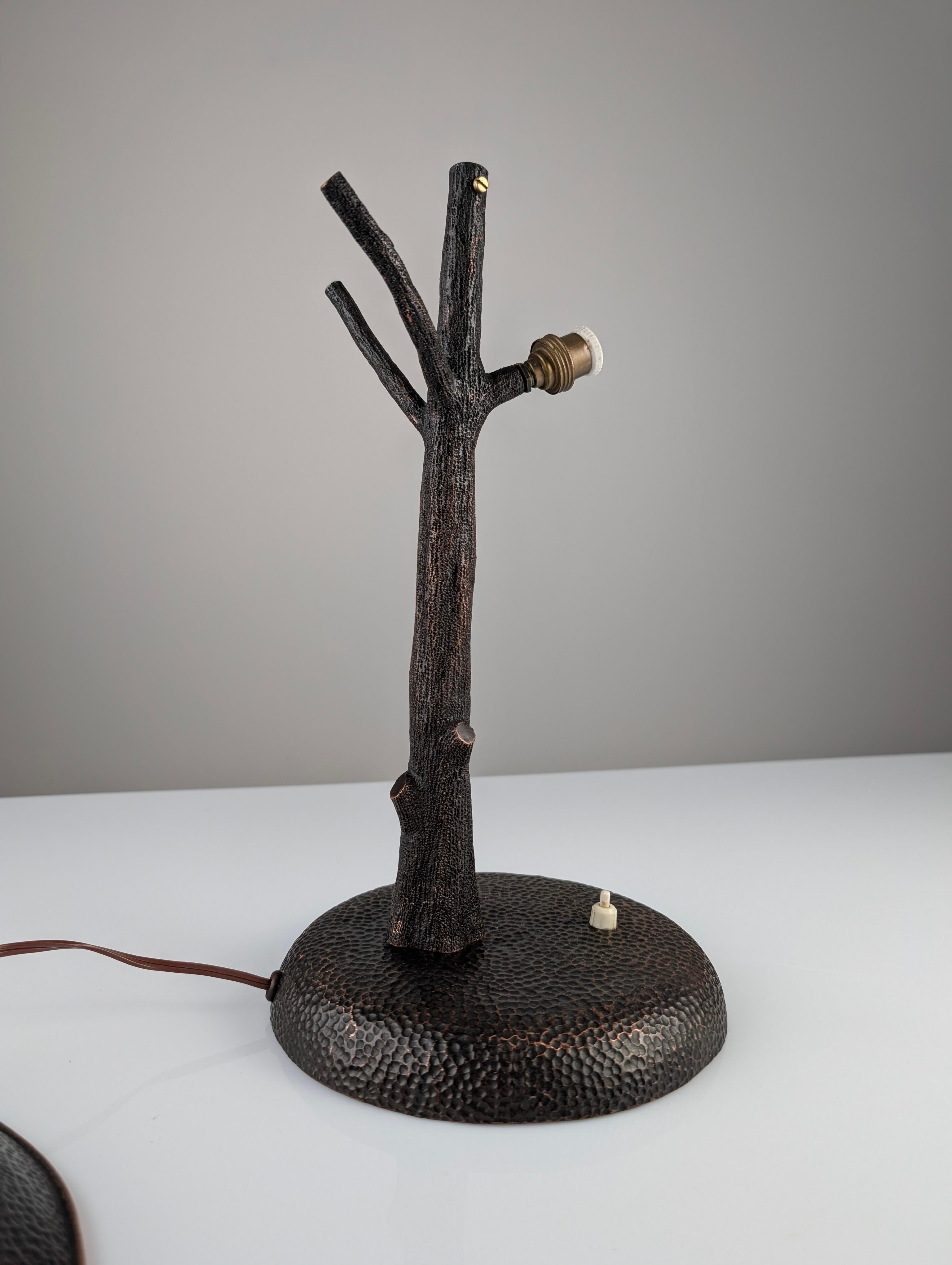20th Century Hammered Copper Sculptural Lamp in the Shape of a Tree, Mid-Century Modern For Sale