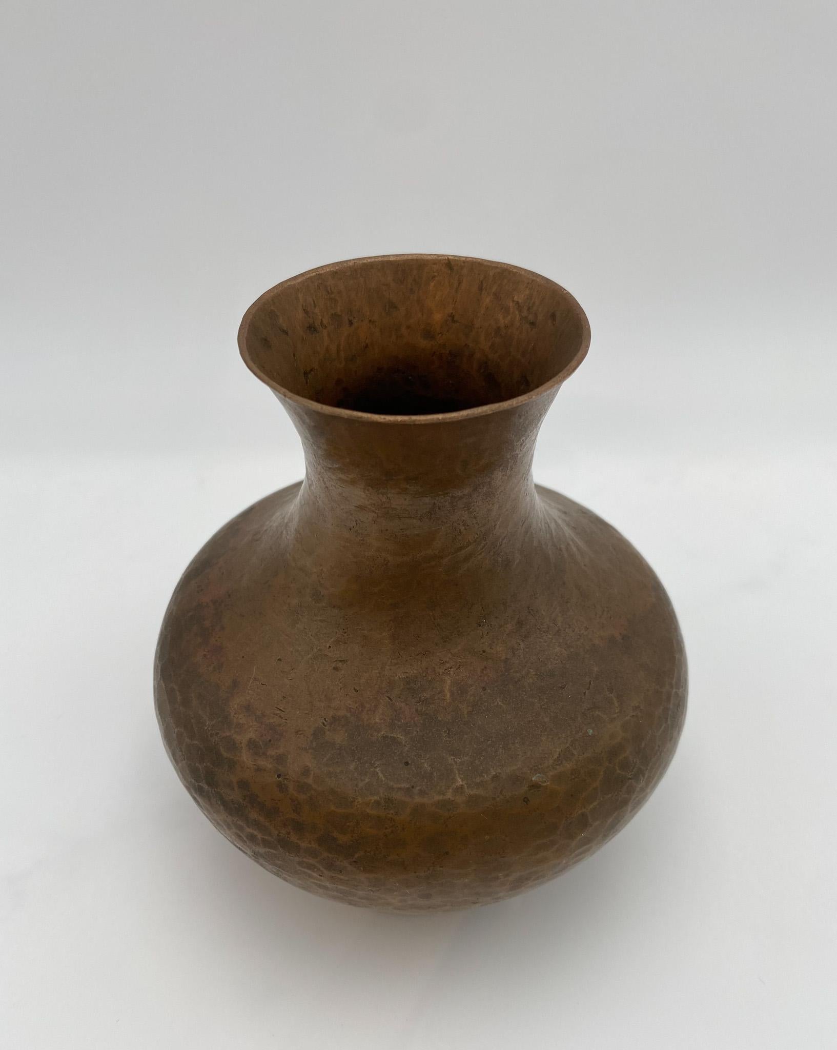 Hammered Copper Vase, circa 1950.  Beautiful original patina.  