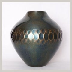 Hammered Copper Vase, Gyokusendo, Tsuiki-doki, with Original Tomobako