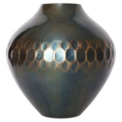 Hammered Copper Vase, Gyokusendo, Tsuiki-doki, with Original Tomobako