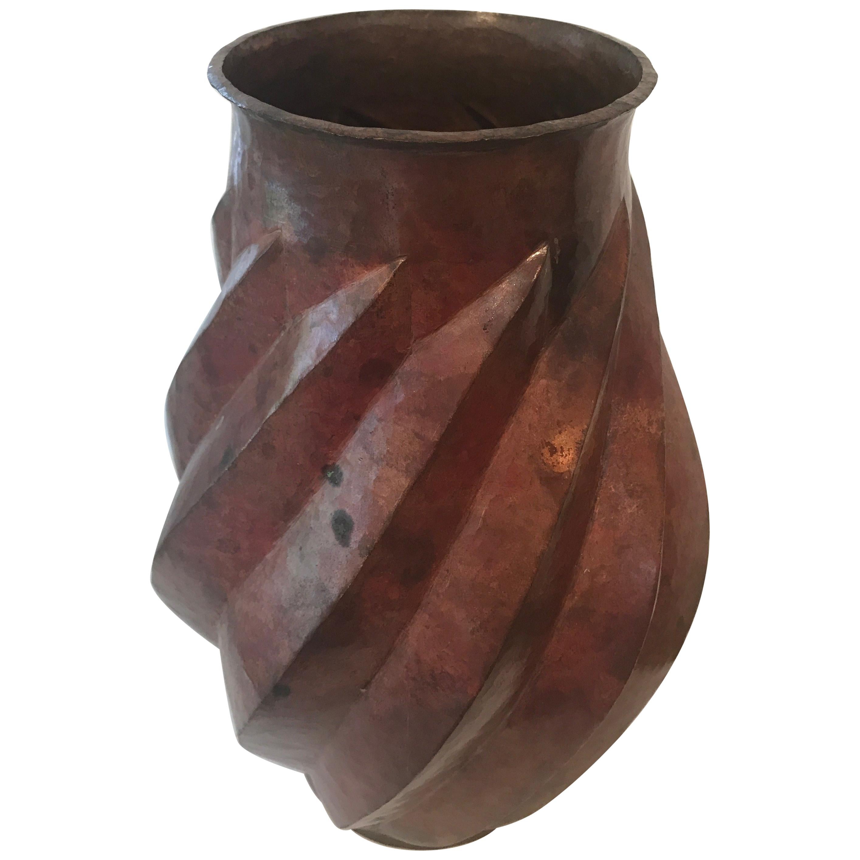 Hammered Copper Vase or Urn For Sale