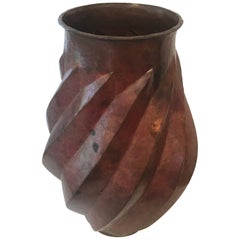 Hammered Copper Vase or Urn
