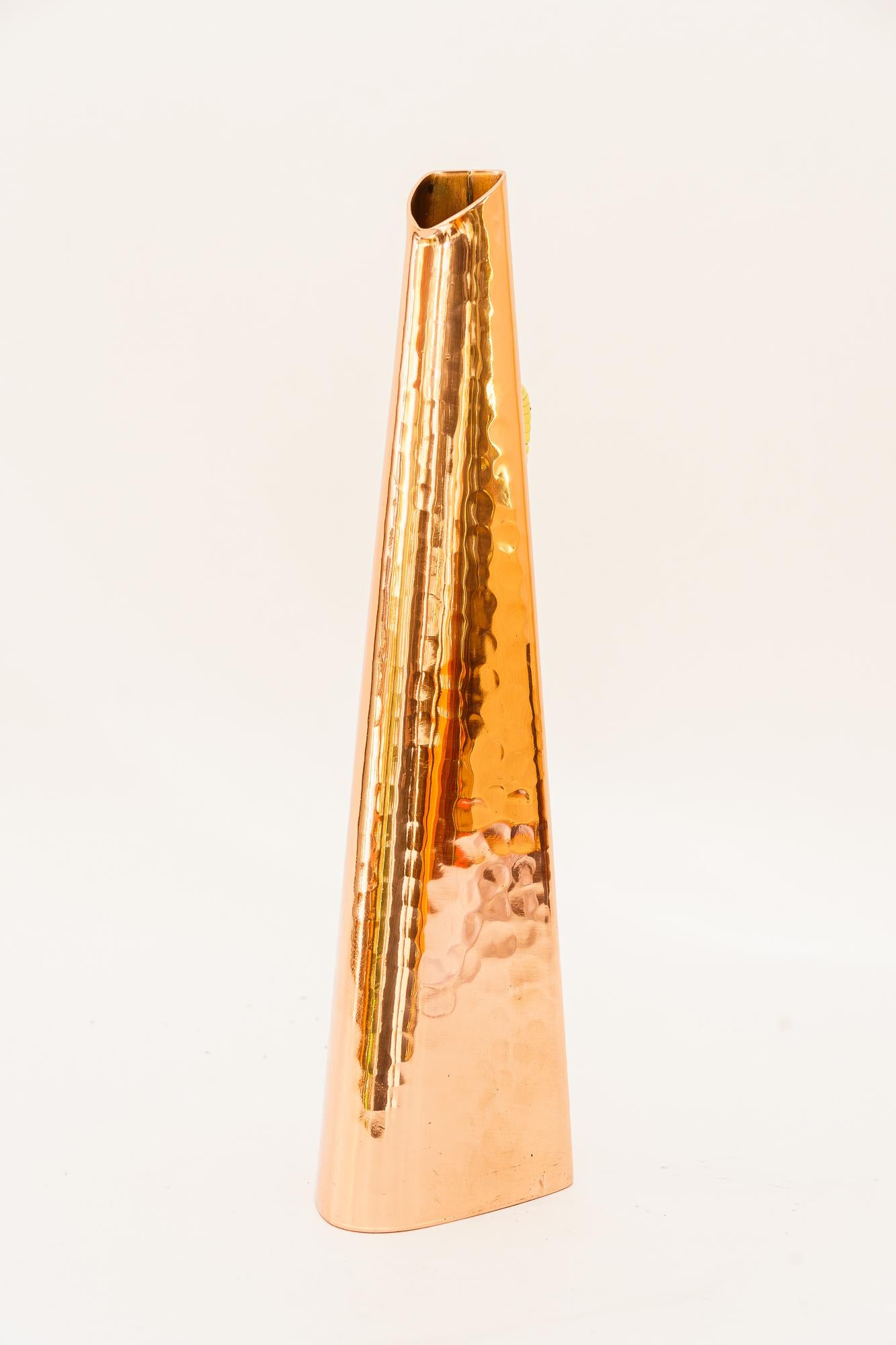 Mid-Century Modern Hammered copper vase vienna around 1950s For Sale