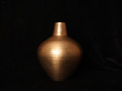 Hammered Copper Vase with Gold Accents by Tamagawa Masao, Gyokusendo Workshop