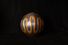 Hammered Copper Vase with Gold Accents by Tamagawa Masao, Gyokusendo Workshop