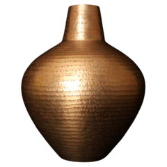 Hammered Copper Vase with Gold Accents by Tamagawa Masao, Gyokusendo Workshop