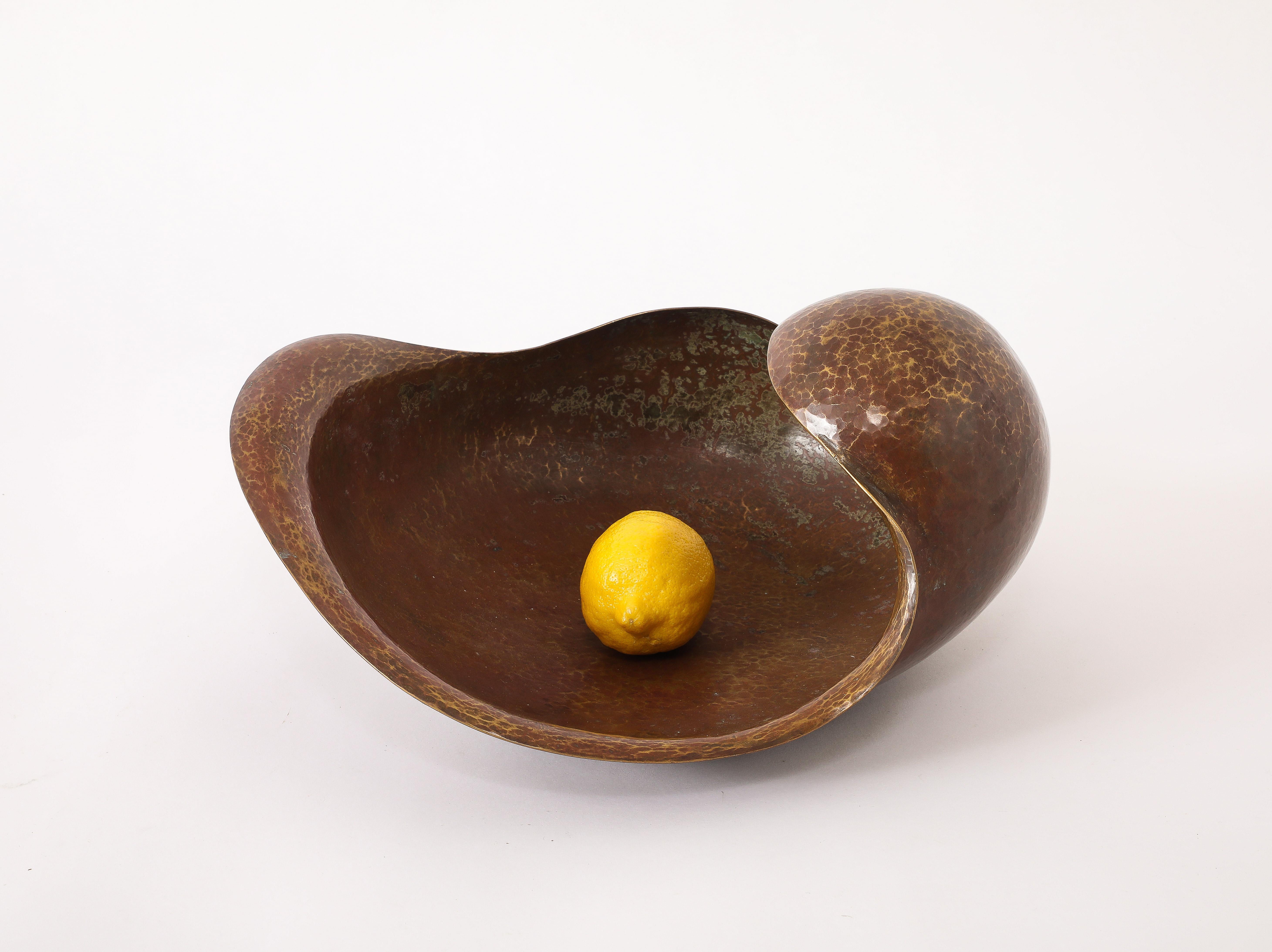 Mid-Century Modern Hammered Copper Vessel, France 1940's For Sale