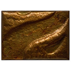 Retro Hammered Copper Wall Relief by W.R.E. 1969