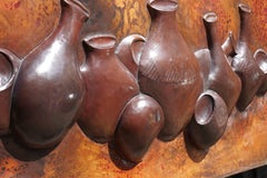 Hammered Copper Wall Relief of African Pots, Congo 1960s, in the Style of Baruti