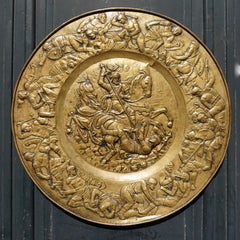 Hammered Copper Wall Relief Sculpture with Roman Warriors