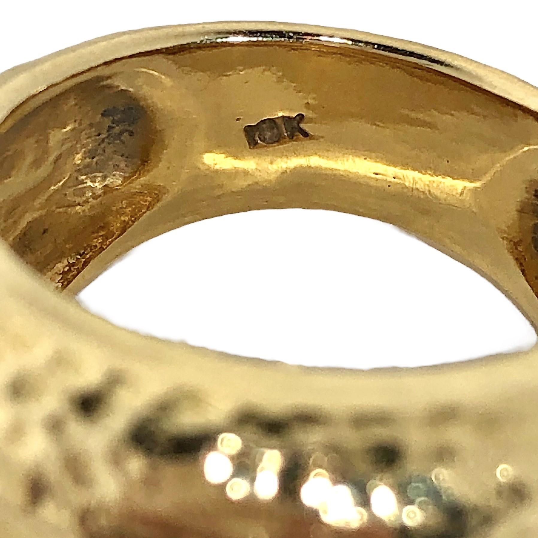 Hammered Finish 18K Yellow Gold Dome Statement Ring 2