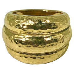 Hammered Finish 18K Yellow Gold Dome Statement Ring
