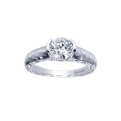 Hammered Finish Contemporary Solitaire Diamond Engagement Mounting