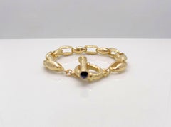 Hammered Finish Oval Rolo Link Bracelet