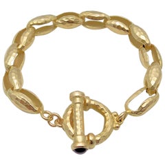 Hammered Finish Oval Rolo Link Bracelet