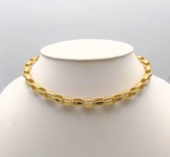 Hammered Finish Oval Rolo Link Necklace