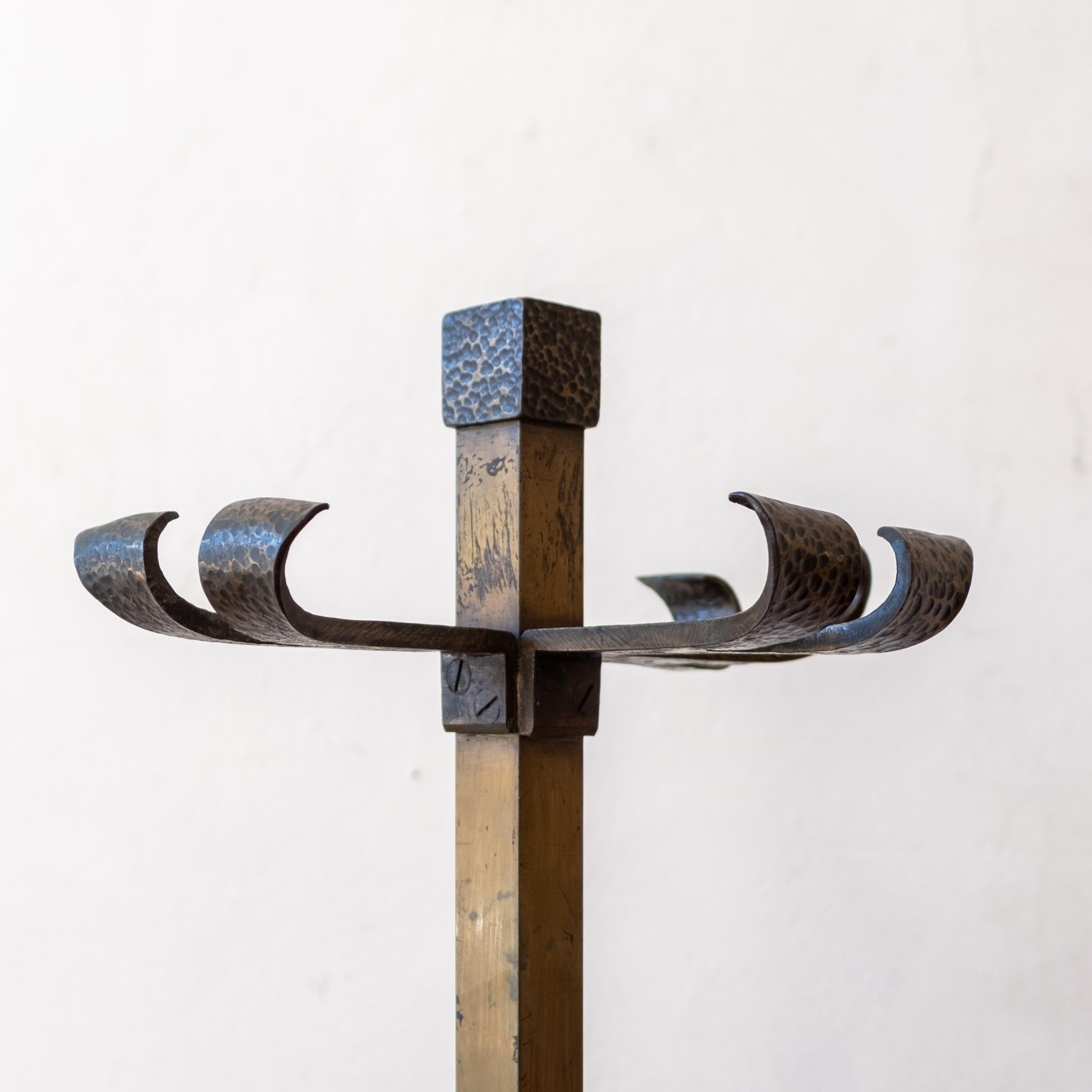 Ottone Set di utensili per caminetto in bronzo forgiato martellato in vendita