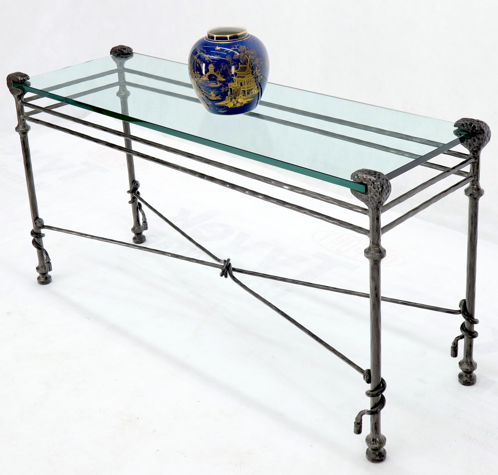 wrought iron sofa table with glass top