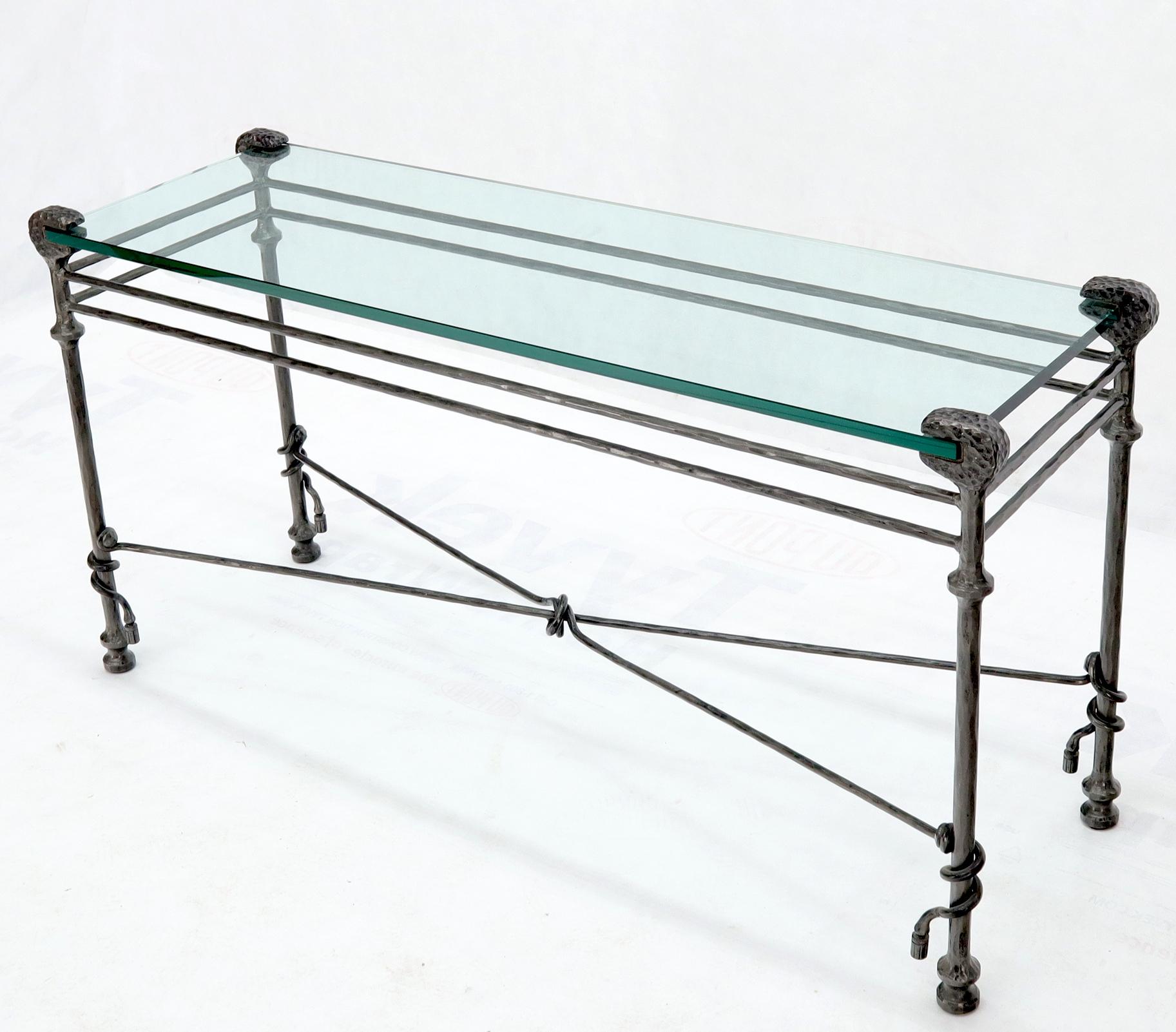 wrought iron table with glass top