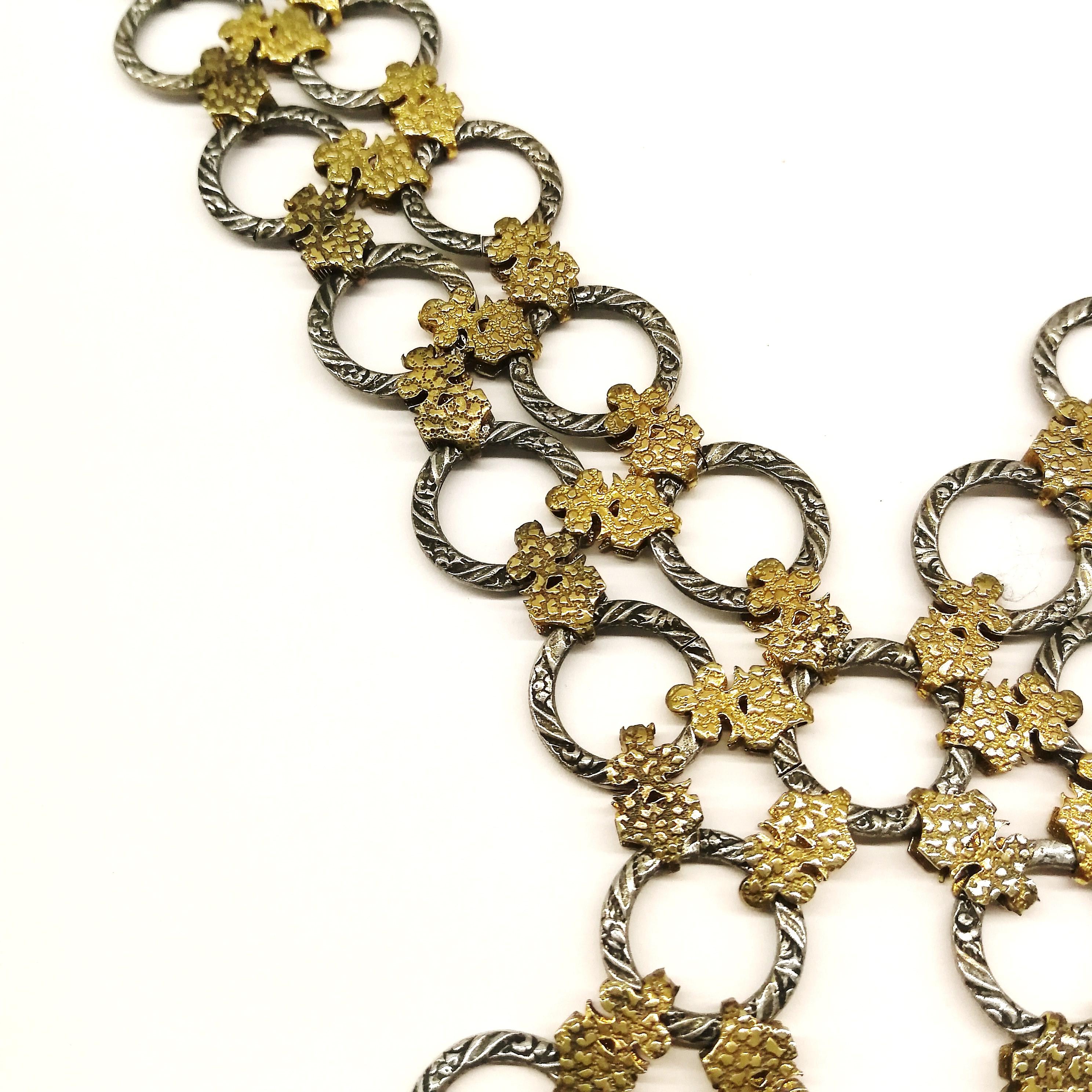  A gilt and silvered metal 'sautoir' necklace, Francoise Montague, France, 1960s 1