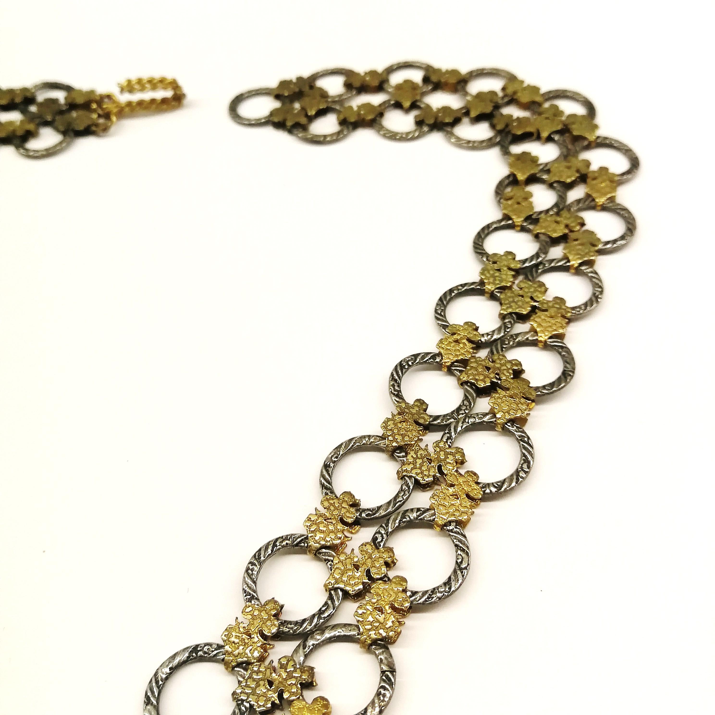  A gilt and silvered metal 'sautoir' necklace, Francoise Montague, France, 1960s 4
