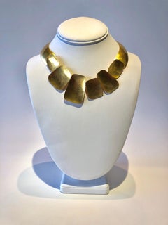 Hammered Gilt Statement Necklace “Collier” by Herve Van Der Straeten