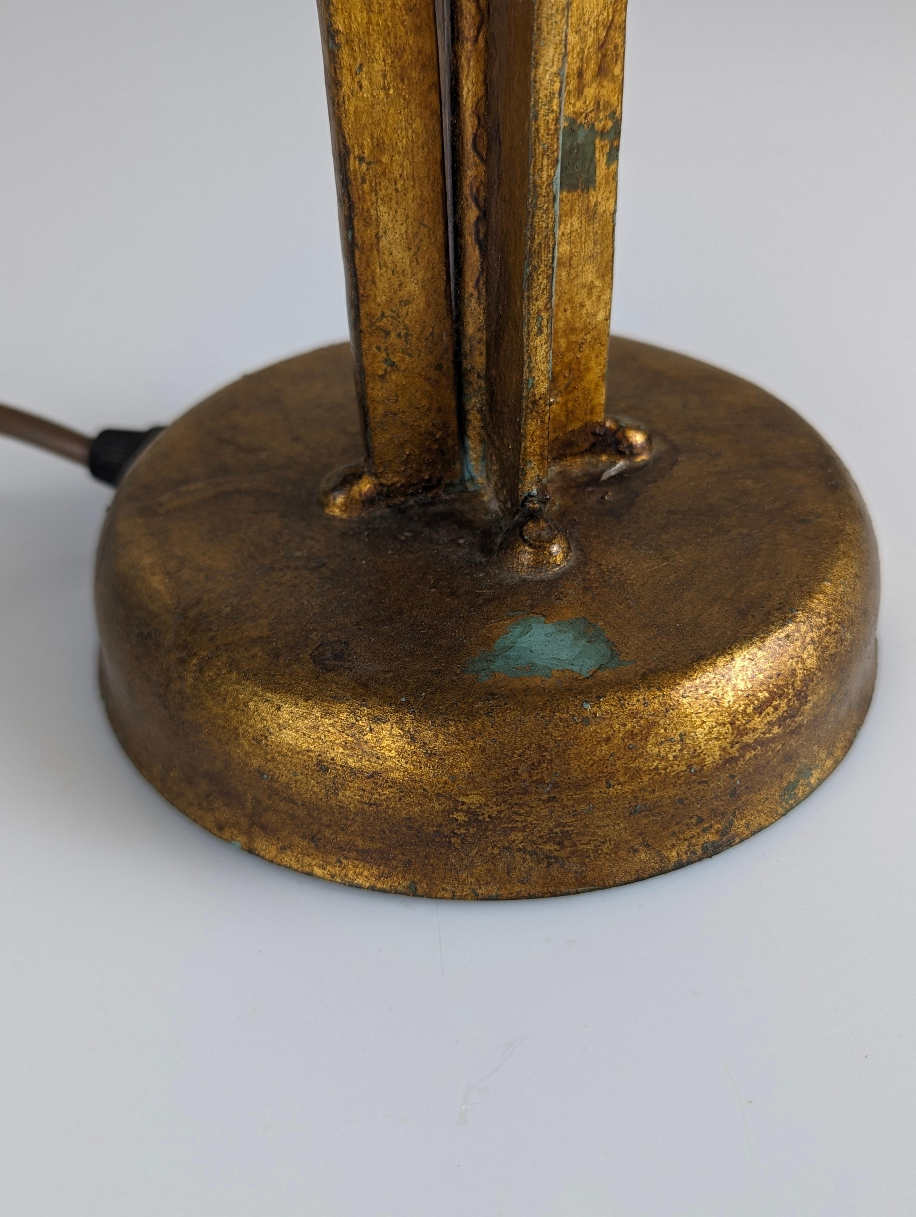 Hammered Glass and Wrought Iron Table Lamp by Longobard, Italy, 1970s 3