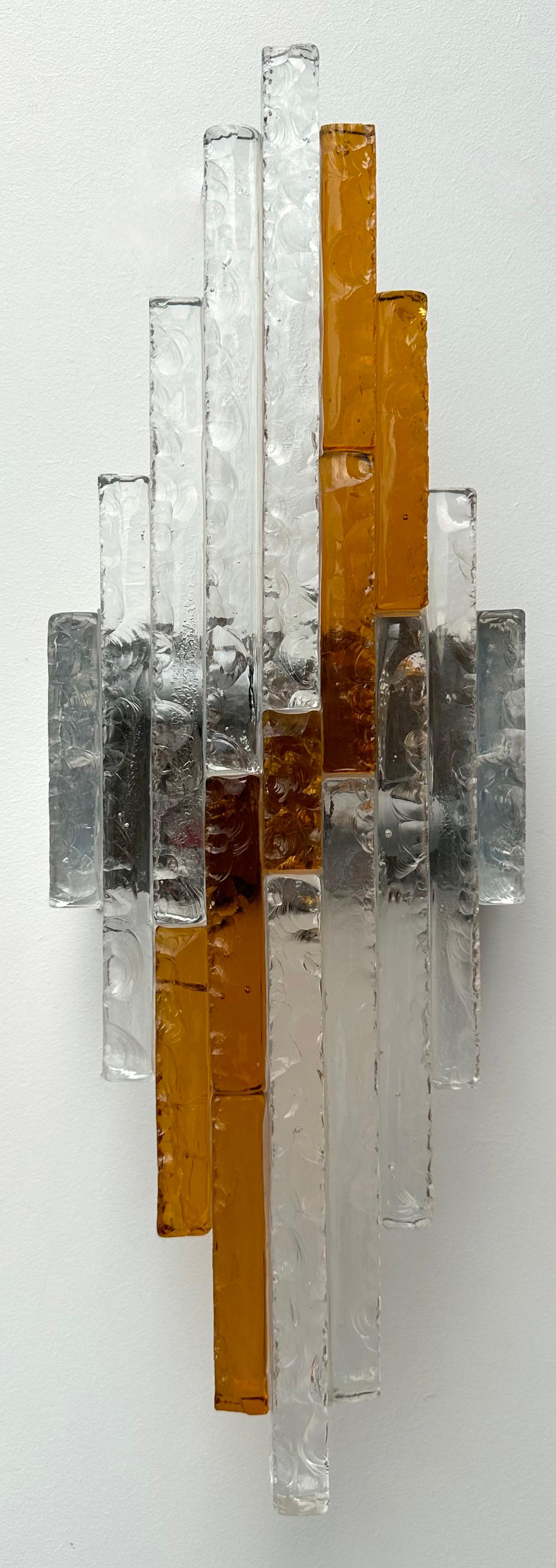Wandleuchter aus gehämmertem Glas und Metall von Poliarte, Italien, 1970er im Angebot 5