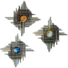 Hammered Glass Silver Iron Star Sconce by Biancardi, Italy, 1970s