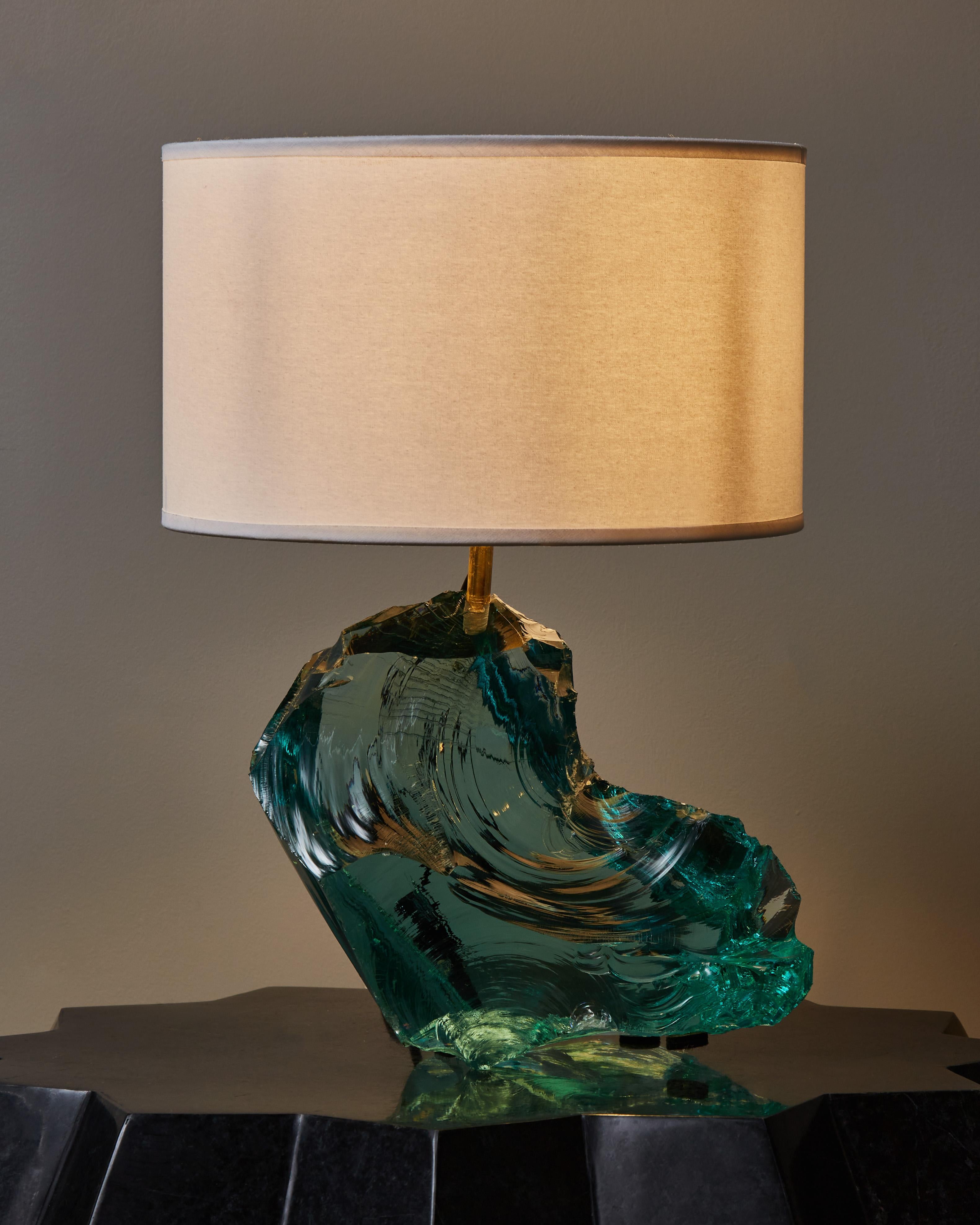 Mid-Century Modern Hammered Glass Table Lamp