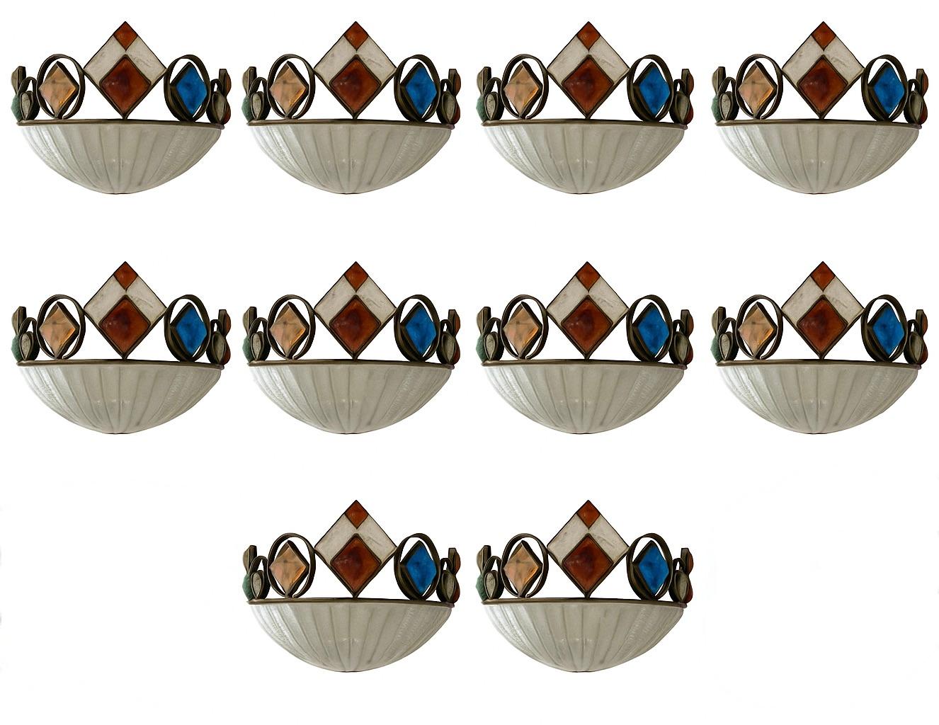 Applique en verre martelé et fer forgé en verre de Murano par Longobard, Italie, années 1970 en vente 5