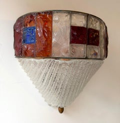 Schmiedeeisen-Murano-Glas-Wandleuchter von Longobard, Italien, 1970er Jahre