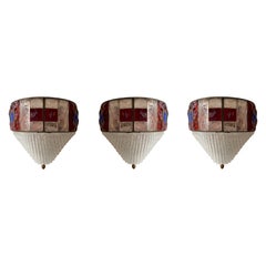 Schmiedeeisen-Murano-Glas-Wandleuchter von Longobard, Italien, 1970er Jahre