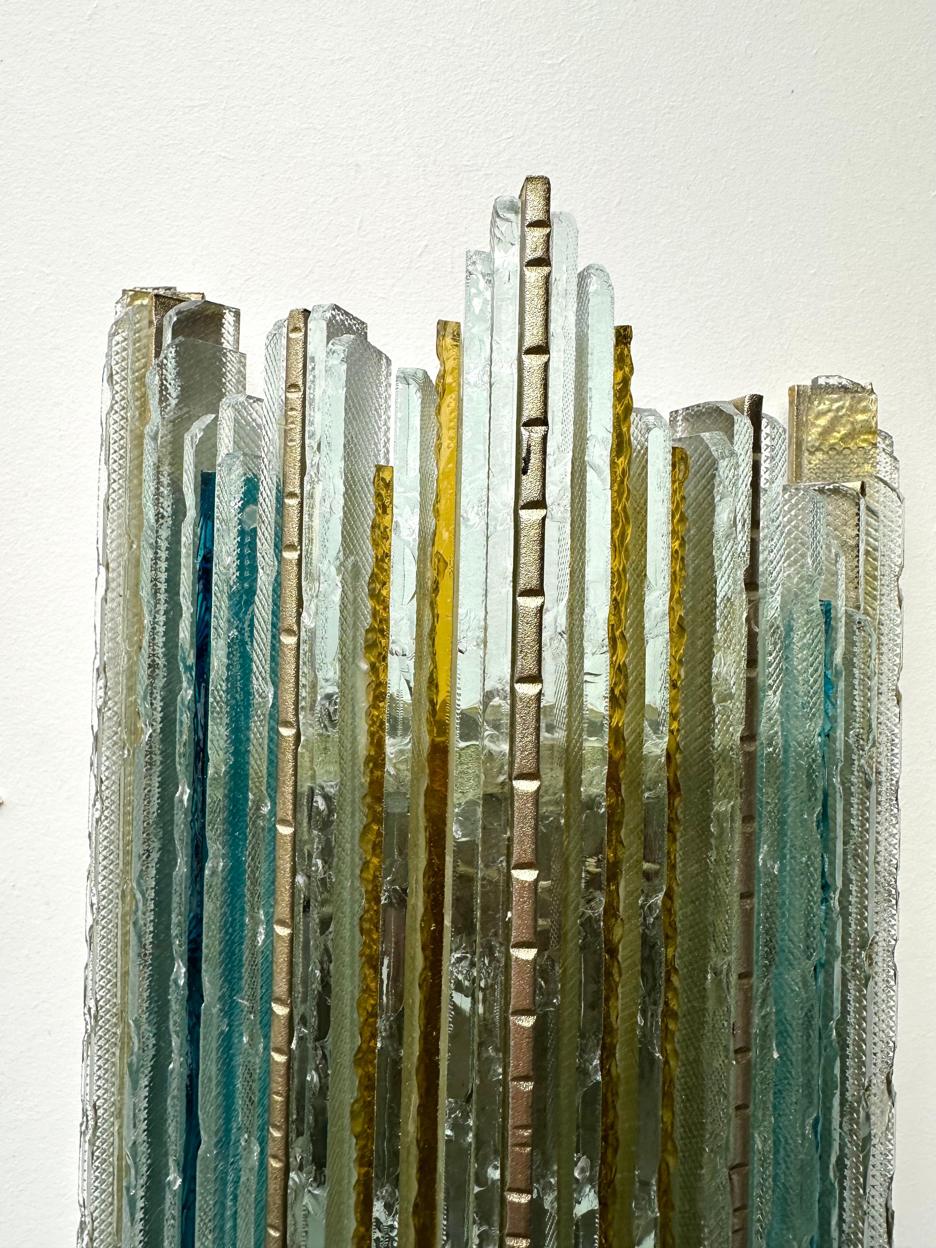 Schmiedeeiserner Wandleuchter aus gehämmertem Glas von Biancardi Jordan, Italien, 1970er Jahre im Angebot 2