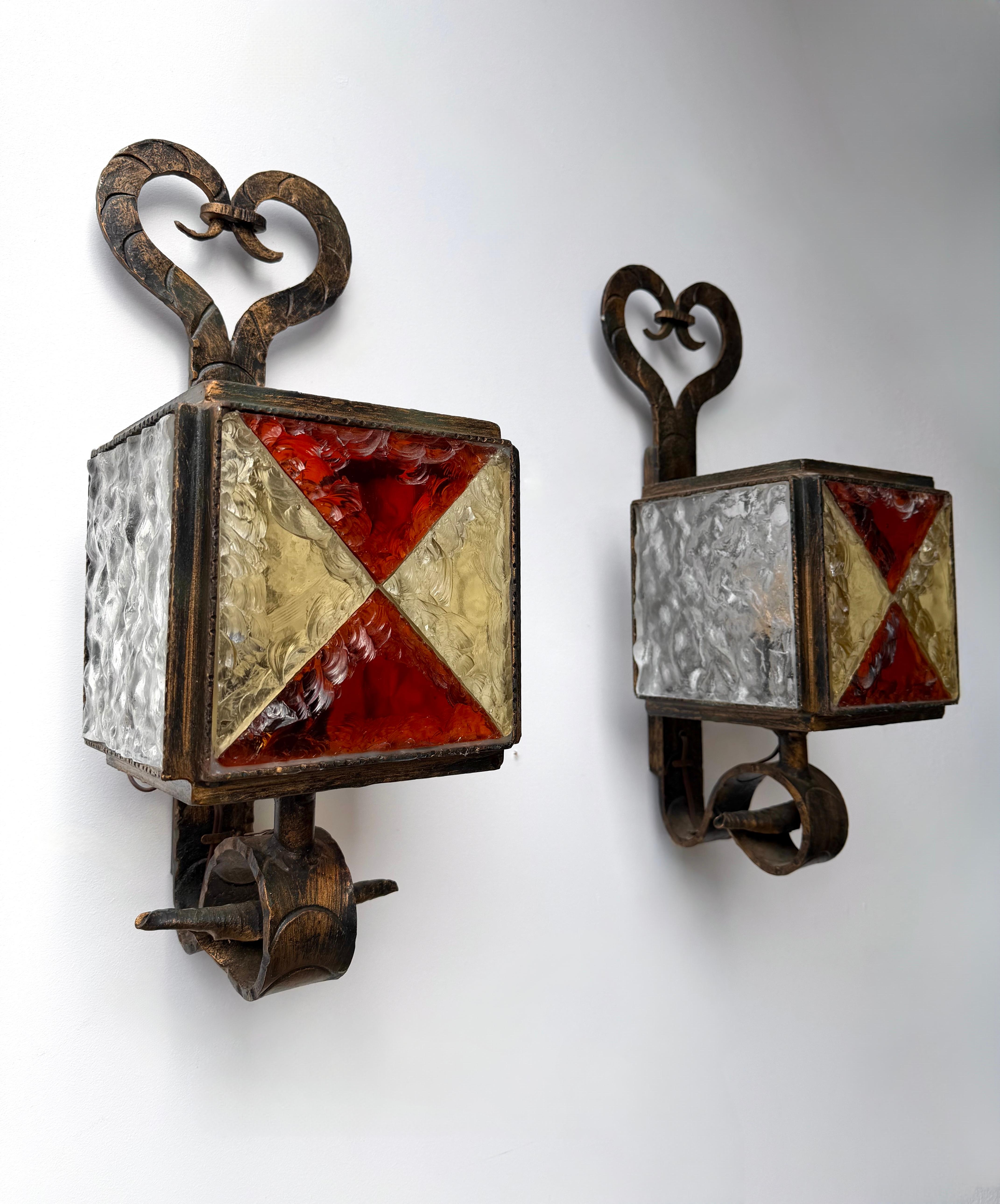 Applique en fer forgé martelé de Longobard, Italie, 1970 en vente 2