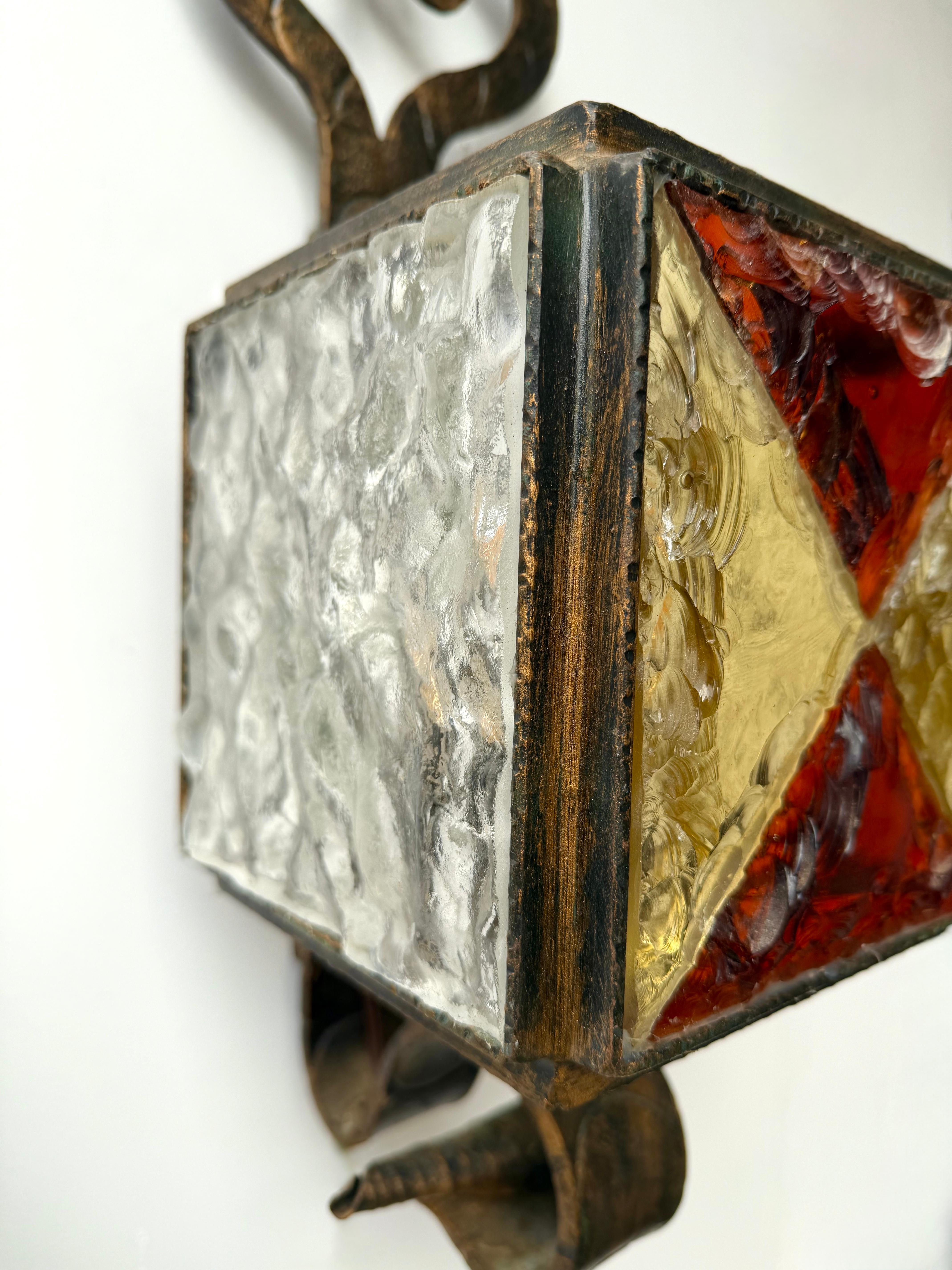 Applique en fer forgé martelé de Longobard, Italie, 1970 en vente 5