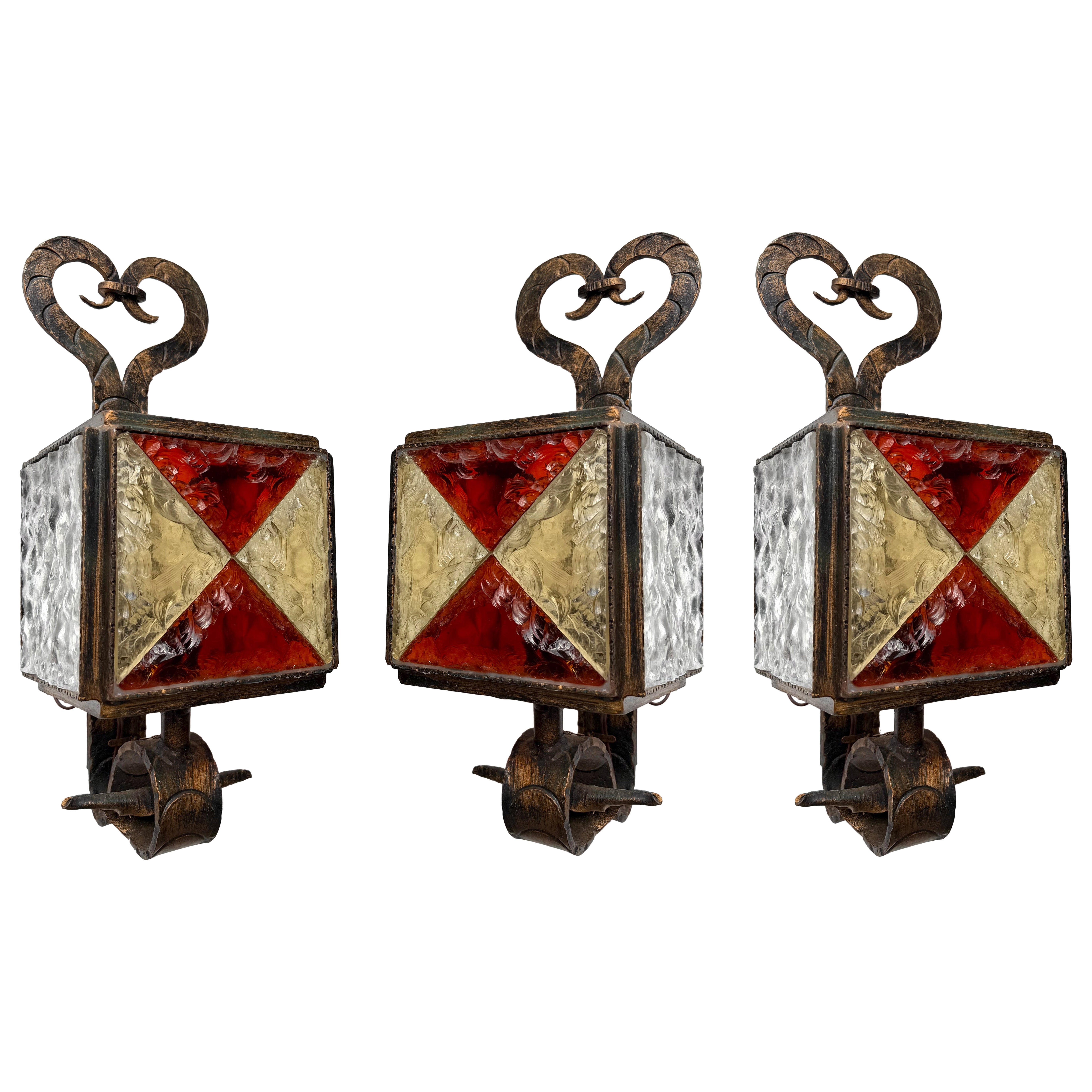 Applique en fer forgé martelé de Longobard, Italie, 1970 en vente