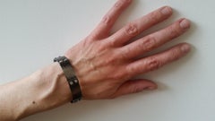Hammered Gold Bangle 18 Carat White Gold Blackened with Diamonds