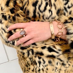 Hammered Gold Bangle, 18kt Hammered Rose Gold, 6 Cognac Colored Diamonds 0.67ct